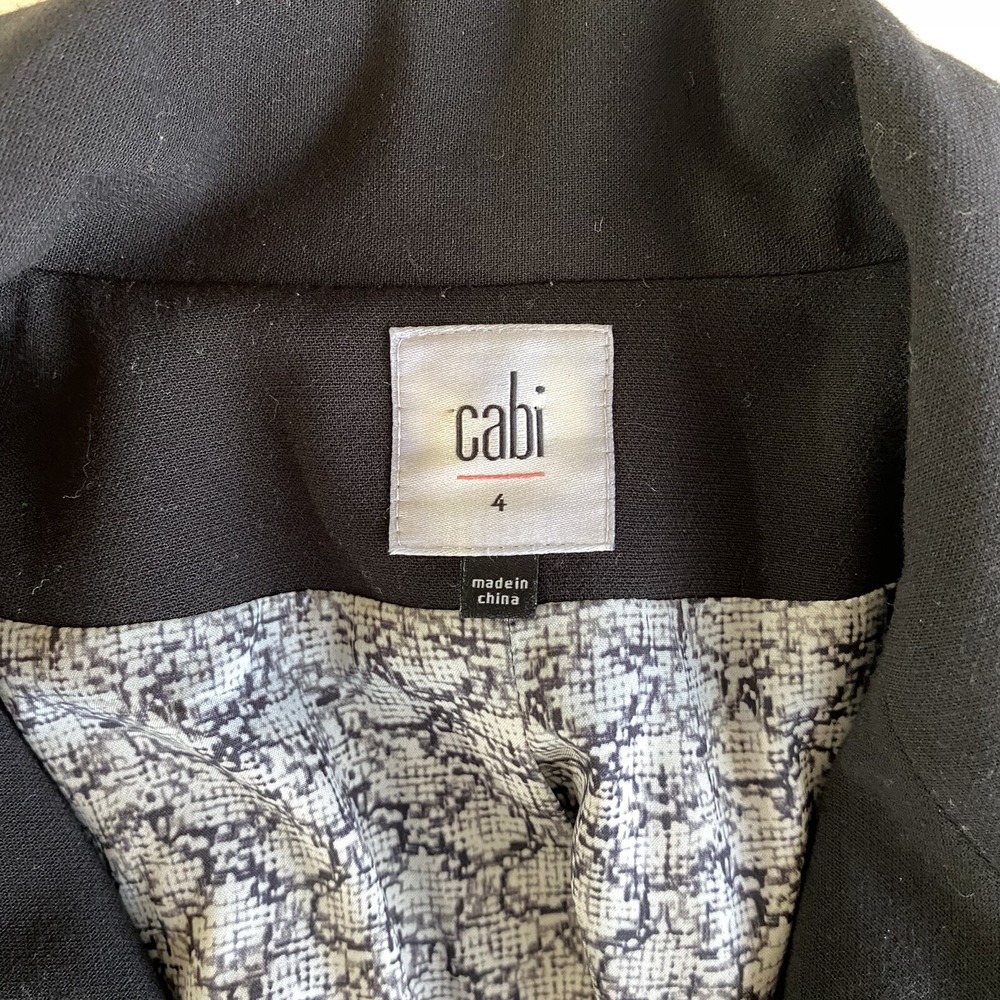 CAbi Abbott Jacket Blazer #3027 Puff Statement Sleeve Button Front Black Sz 4 - Picture 6 of 12